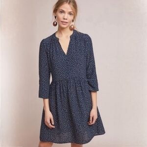 Anthropologie Navy Speckled Juno Dress L